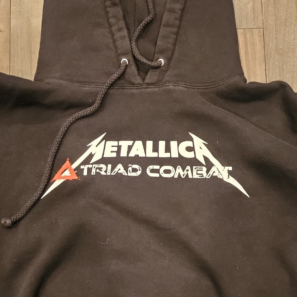 Fight Club Metallica Black 'Triad Combat' Logo Hoodie - Men's Pullover - Picture 2 of 3